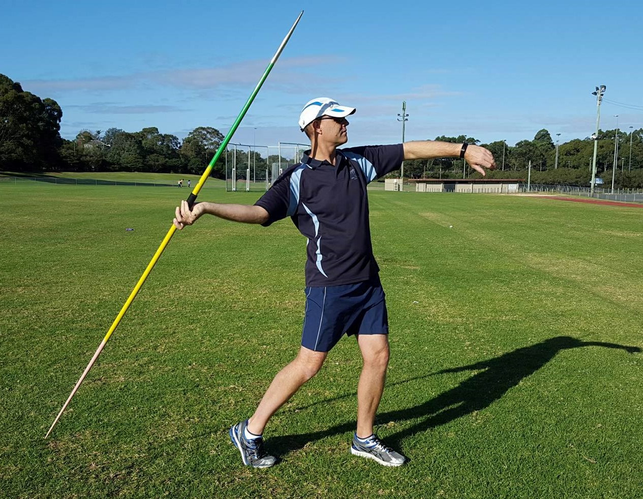 Javelin thrower with javelin tip held too high
